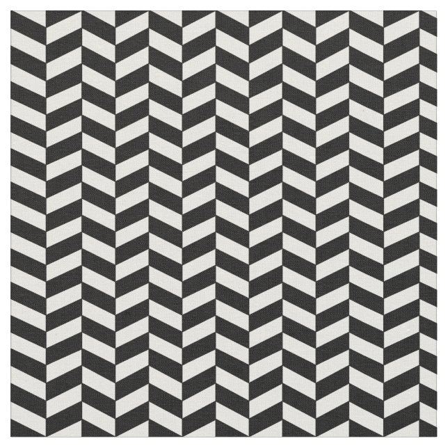 Tissu Motif Chevron Noir et Blanc Tendance Moderne (Fermer)