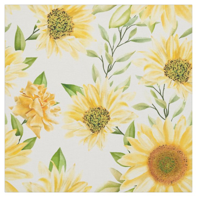 Tissu motif chic de tournesol jaune (Échantillon)