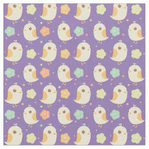 Tissu Motif chicks et fleurs mignons