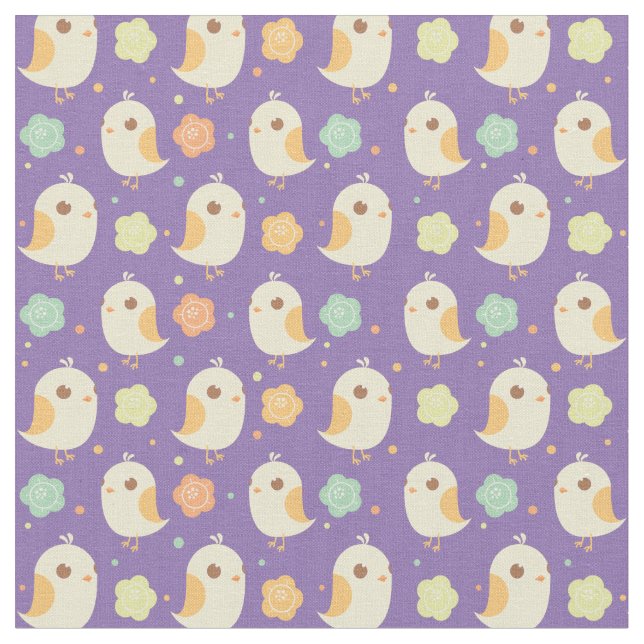 Tissu Motif chicks et fleurs mignons (Fermer)