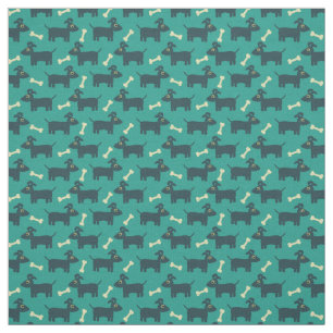 Tissu Motif chien mignon avec os sur Arrière - plan vert