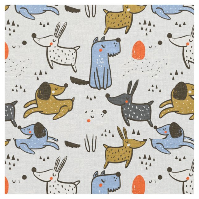 Tissu Motif chien mignon Doodle (Fermer)