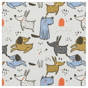 Tissu Motif chien mignon Doodle