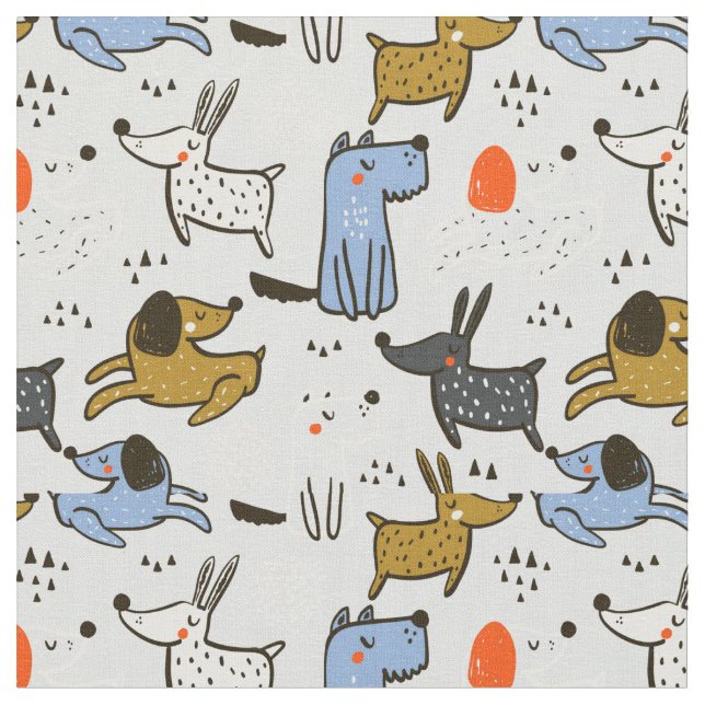 Tissu Motif chien mignon Doodle (Fermer)