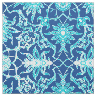 Tissu Motif chinois Art Nouveau - Turquoise et Bleu