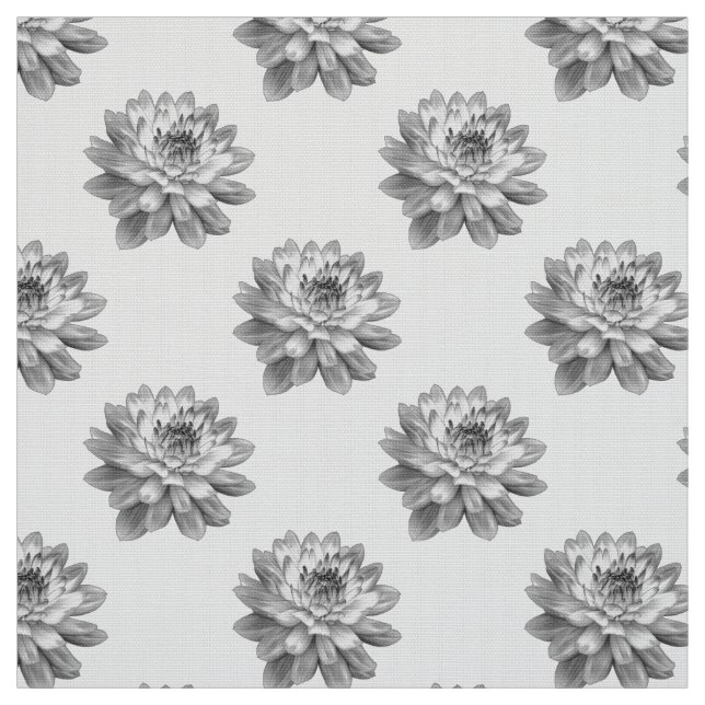 Tissu Motif Chrysanthemum - Monochrome sur blanc (Échantillon)