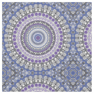 Tissu Motif circulaire géométrique mandala bleu et viole