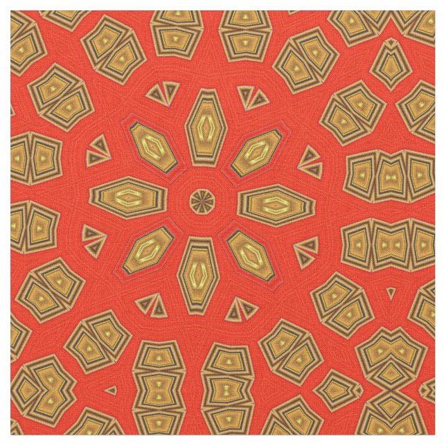 Tissu Motif circulaire Red Gold Diamond (Fermer)