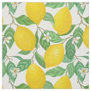 Tissu Motif citron blanc jaune
