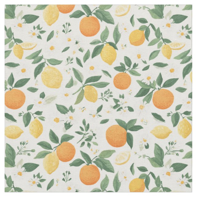 Tissu Motif Citron Et Orange  (Fermer)