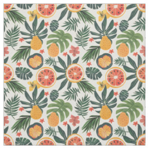 Tissu Motif Citron Tropical & Poire