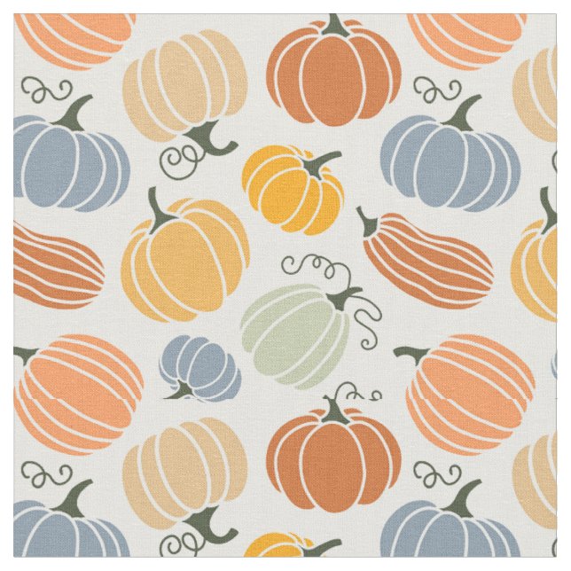 Tissu Motif Citrouille d'automne coloré (Fermer)