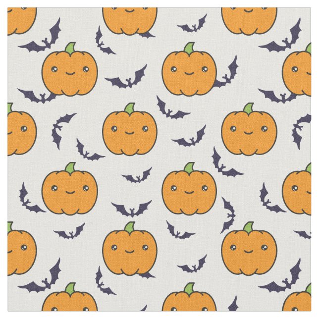 Tissu Motif Citrouille d'Halloween (Fermer)