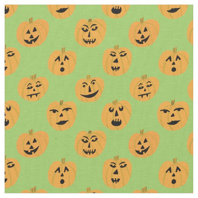Tissu Motif Citrouille Halloween Jack-O-Lanterns (Fermer)