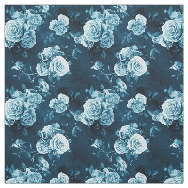 Tissu Motif classique de rose de bleu (Échantillon)