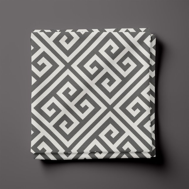 Tissu Motif Clé Grec Gris Charbon (Créateur téléchargé)