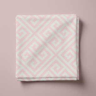 Tissu Motif Clé Grec Rose Pétale