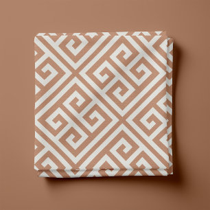 Tissu Motif Clé Grecque Terre Cuite