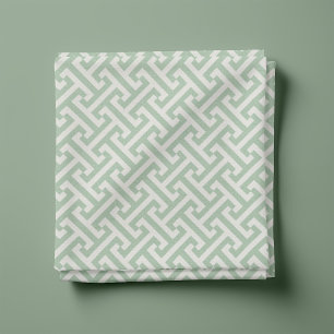 Tissu Motif Clé Grecque Vert Sauge