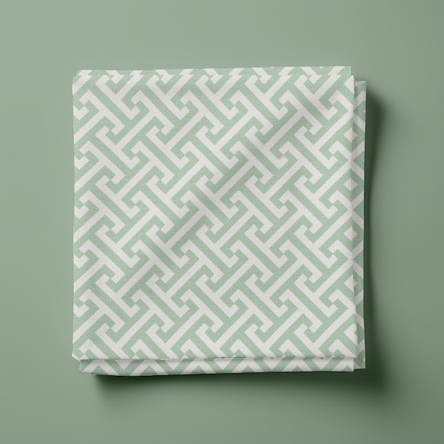 Tissu Motif Clé Grecque Vert Sauge (Créateur téléchargé)