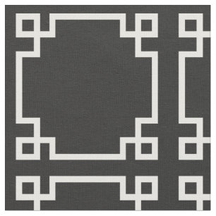 Tissu Motif clé moderne Gris et blanc de charbon de bois