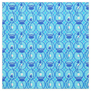 Tissu Motif, cobalt et turquoise de Lotus d'Egyptien