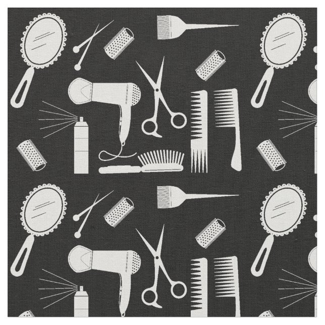 Tissu motif coiffeur noir et blanc (Fermer)