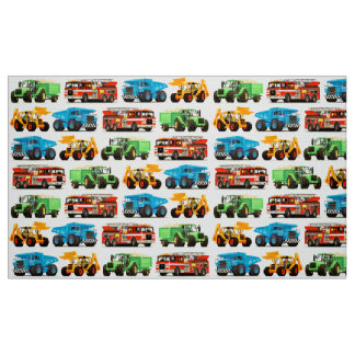 Tissu Motif coloré de camion de construction d'enfants