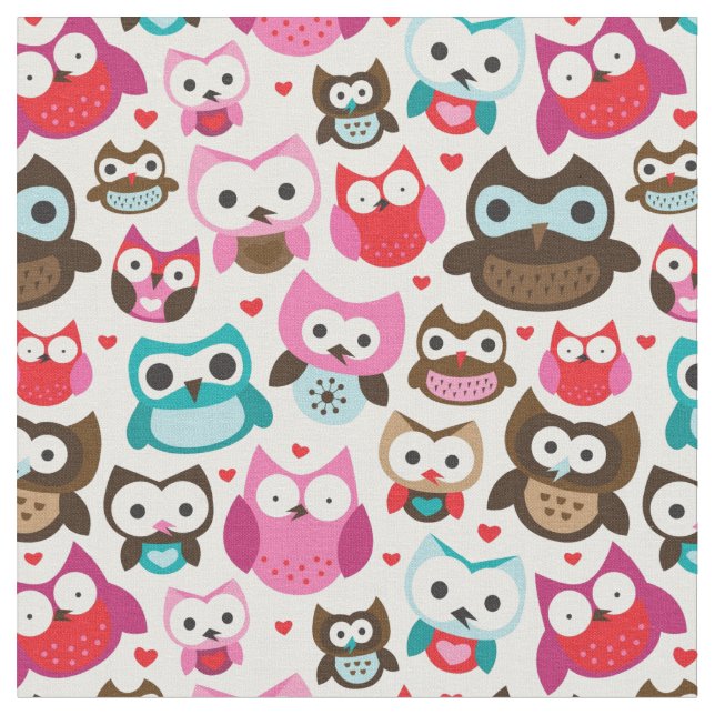 Tissu motif coloré de hibou (Fermer)
