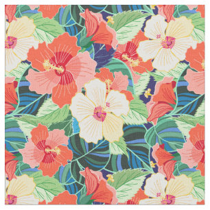 Tissu Motif coloré de ketmie