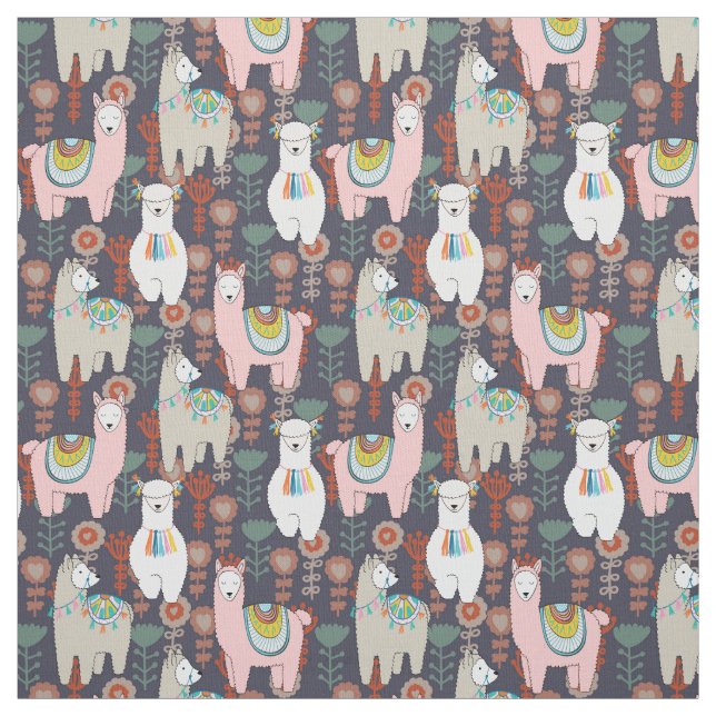 Tissu Motif coloré de lamas (Échantillon)