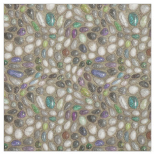 Tissu Motif coloré Faux Shiny 3D River Rock Stones