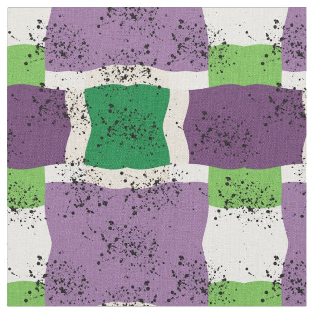 Tissu motif coloré - violet, vert, carré (Fermer)