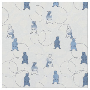Tissu motif comportant un ours gris