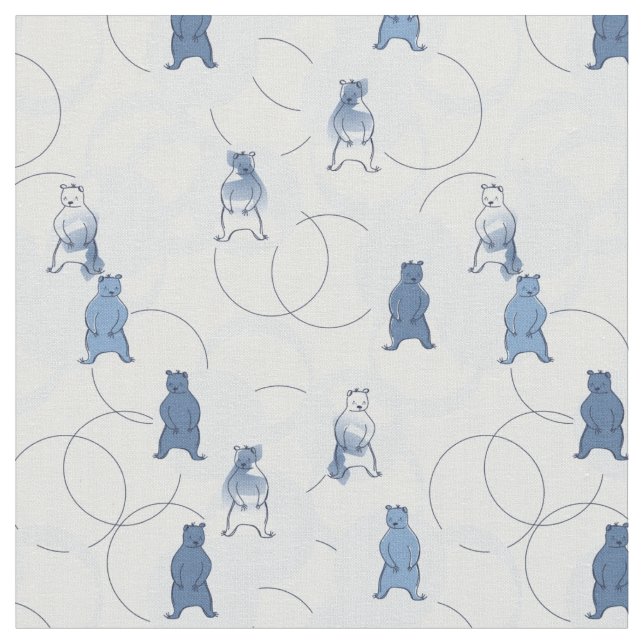 Tissu motif comportant un ours gris (Fermer)
