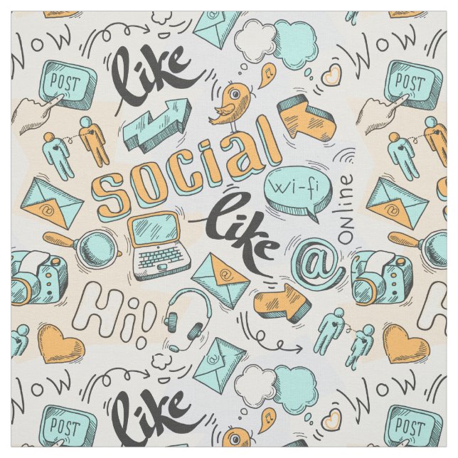 tissu Motif cool des médias sociaux (Échantillon)