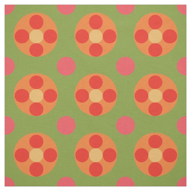 Tissu Motif Coquelicots Rouges Rétro Chic (Échantillon)