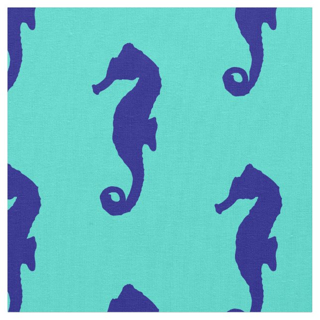 Tissu Motif côtier d'hippocampe bleu de turquoise (Fermer)