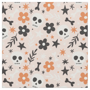 Tissu Motif crâne de fleurs