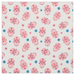 Tissu Motif crâne de sucre rose