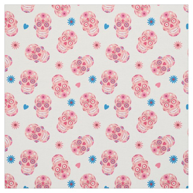 Tissu Motif crâne de sucre rose (Échantillon)
