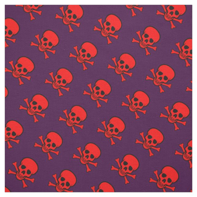 Tissu Motif crâne rouge et os croisés (Échantillon)