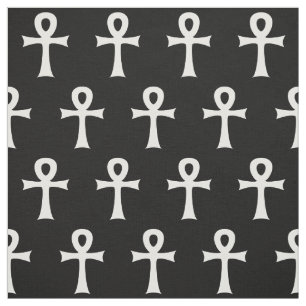 Tissu Motif croisé blanc noir de symbole fait une boucl