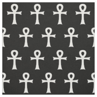 Tissu Motif croisé blanc noir de symbole fait une boucle