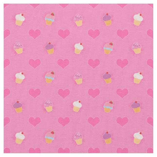 Tissu Motif Cupcake rose (Fermer)