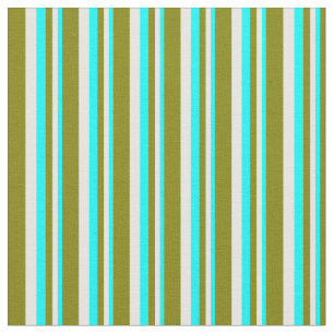 Tissu Motif Cyan, White et Green Stripes/Lines