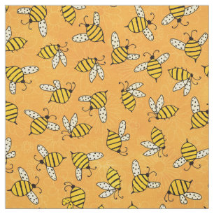 Tissu Motif d'abeilles de miel jaune mou