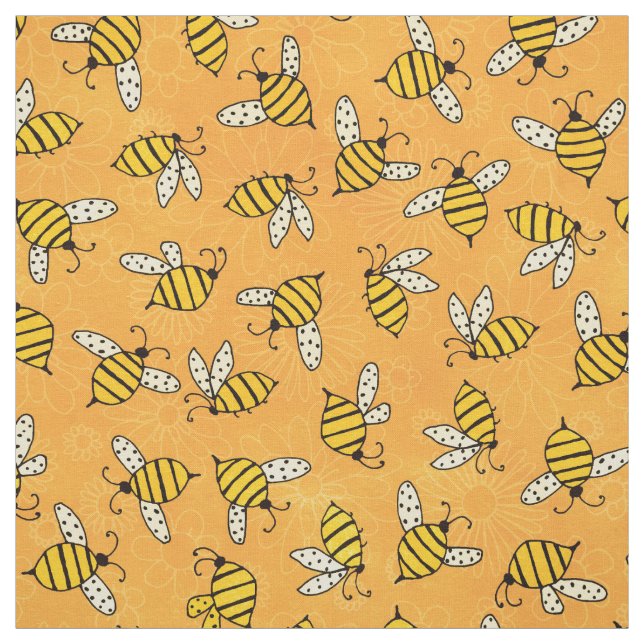 Tissu Motif d'abeilles de miel jaune mou (Échantillon)