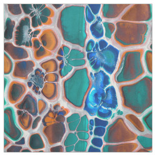 Tissu Motif d'abstraction en verre Turquoise orange