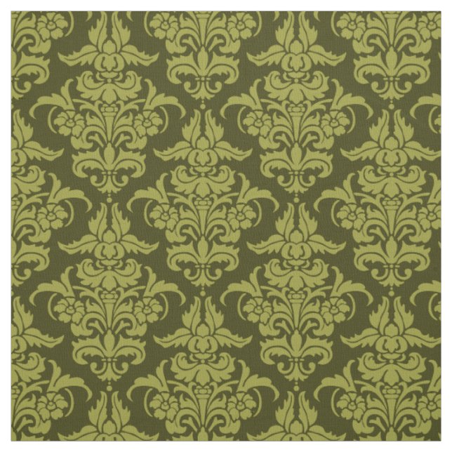 Tissu Motif Damas - Olive on Dark Olive (Échantillon)